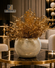 Elegant Textured Fiber Pot | Luxury Round Decorative Planter | Modern Home & Office Décor