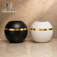✨ Modern Golden & White Decorative Vase ✨