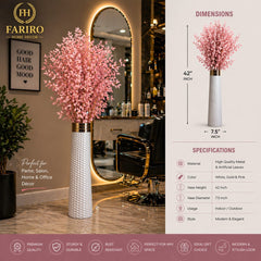 Premium Pink Artificial Tree with Textured Metal Vase – 42 Inch