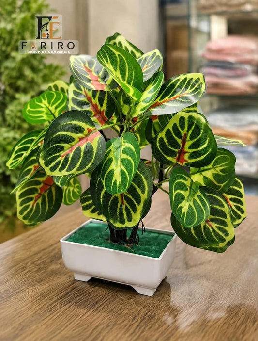 Artificial Leaf Plant with Decorative Pot | Realistic Greenery for Home & Office Décor