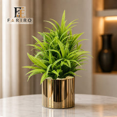 Artificial Green Plant with Premium Gold Planter | Luxury Indoor Decorative Plant | Home & Office Décor