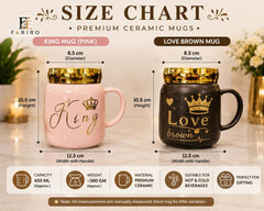 Premium Ceramic Coffee Mug | Stylish Black & Pink Coffee Cup | Love & King Designs | Gift for Couples
