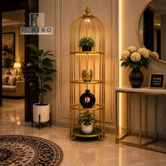Golden Bird Cage Plant Stand | Decorative Metal Plant Stand with Shelves | 4ft to 8ft | Home & Office Décor
