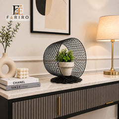 Modern Black Metal Plant Holder with Pot Included | Decorative Indoor Plant Stand | Round Mesh Plant Holder | Home & Office Décor
