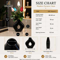 Modern Glossy Fiber Vase | Elegant Decorative Flower Vase | Black & White Luxury Home Décor
