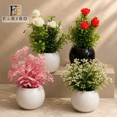 Premium Small Ceramic Tabletop Pot | Glossy White Decorative Planter | Modern Home & Office Décor
