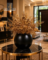 Elegant Textured Fiber Pot | Luxury Round Decorative Planter | Modern Home & Office Décor