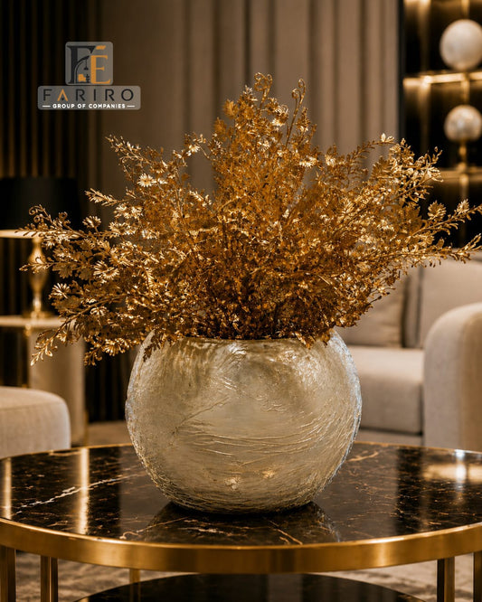 Elegant Textured Fiber Pot | Luxury Round Decorative Planter | Modern Home & Office Décor