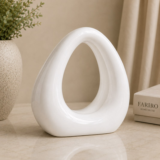 Modern Abstract Loop Ceramic Vase – Black & White
