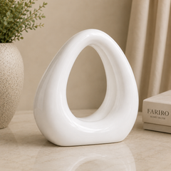 Modern Abstract Loop Ceramic Vase – Black & White