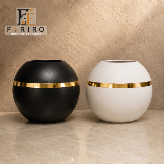 ✨ Modern Golden & White Decorative Vase ✨