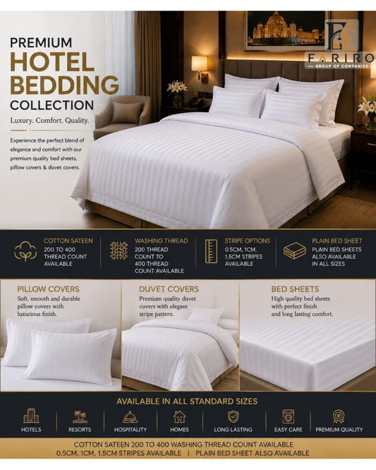 Luxury White Hotel Bed Linen & Sateen Stripe Bedding
