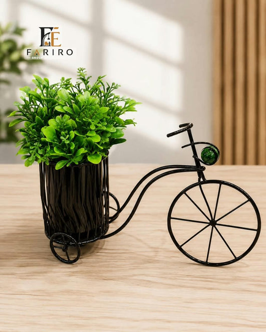 Premium Decorative Tricycle Planter | Metal Bicycle Plant Stand with Artificial Greenery