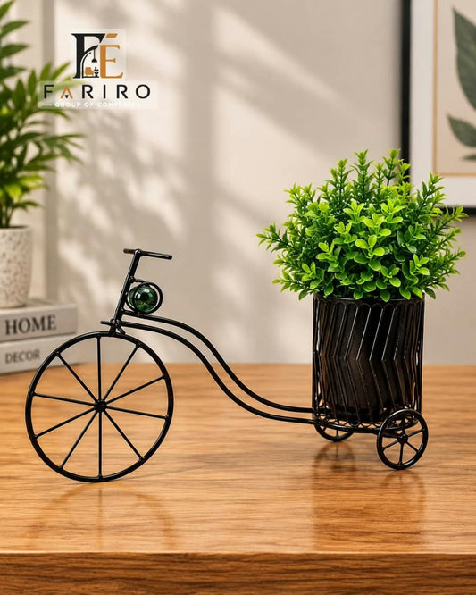 Premium Decorative Tricycle Planter | Metal Bicycle Plant Stand with Artificial Greenery