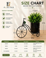 Premium Decorative Tricycle Planter | Metal Bicycle Plant Stand with Artificial Greenery