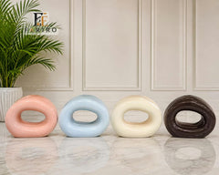 Modern Ceramic Oval Vase | Glossy Decorative Vase for Home & Office Décor