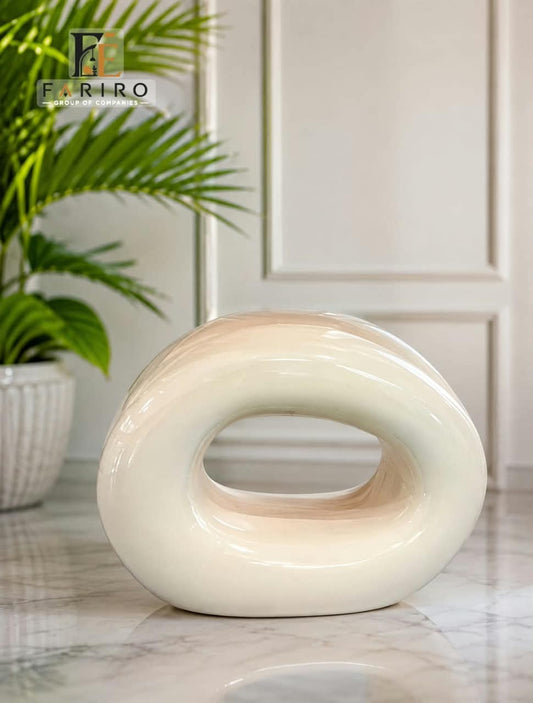 Modern Ceramic Oval Vase | Glossy Decorative Vase for Home & Office Décor