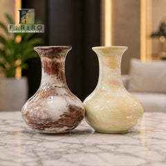 Premium Small Ceramic Vase | Elegant Marble Finish Decorative Vase for Home & Office