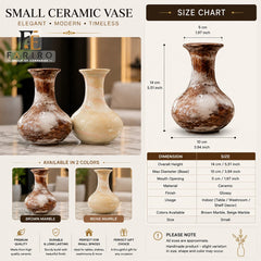 Premium Small Ceramic Vase | Elegant Marble Finish Decorative Vase for Home & Office