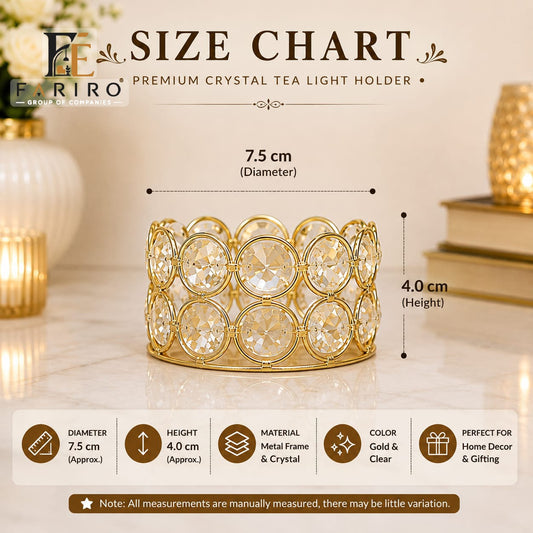 Premium Crystal Tea Light Holder | Gold Decorative Candle Holder | Elegant Tabletop Home Décor