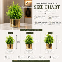 Artificial Green Plant with Premium Gold Planter | Luxury Indoor Decorative Plant | Home & Office Décor