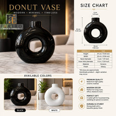 Modern Donut Ceramic Vase | Round Decorative Vase | Minimalist Home Décor for Living Room & Office