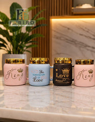 Premium Ceramic Coffee Mug | Stylish Black & Pink Coffee Cup | Love & King Designs | Gift for Couples