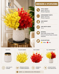 Elegant White Fiber Planter with Golden Rim | Luxury Decorative Flower Pot | Modern Home & Office Décor
