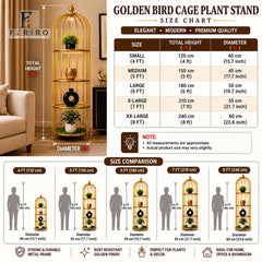 Golden Bird Cage Plant Stand | Decorative Metal Plant Stand with Shelves | 4ft to 8ft | Home & Office Décor