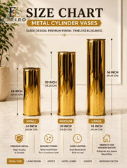 Luxury Gold Metal Cylinder Vase | Tall Decorative Floor Vase | Modern Home & Event Décor