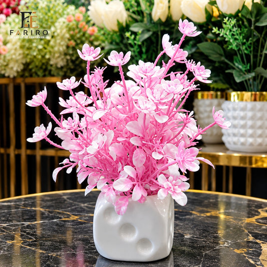 Small Artificial Pink Flower Table Pot | Home & Office Décor