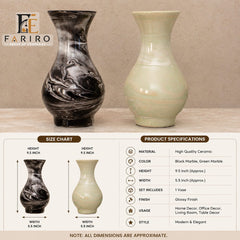 Premium Ceramic Decorative Vase | Marble Finish Flower Vase | Modern Home & Table Décor